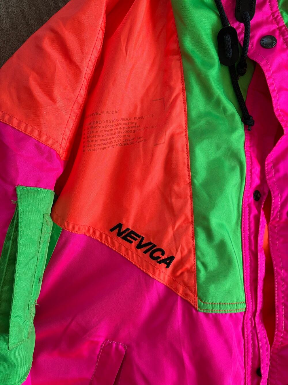 Vintage 90s Nevica Survival Ski Jacket Neon Colorblock Hooded Men's 36 / 46